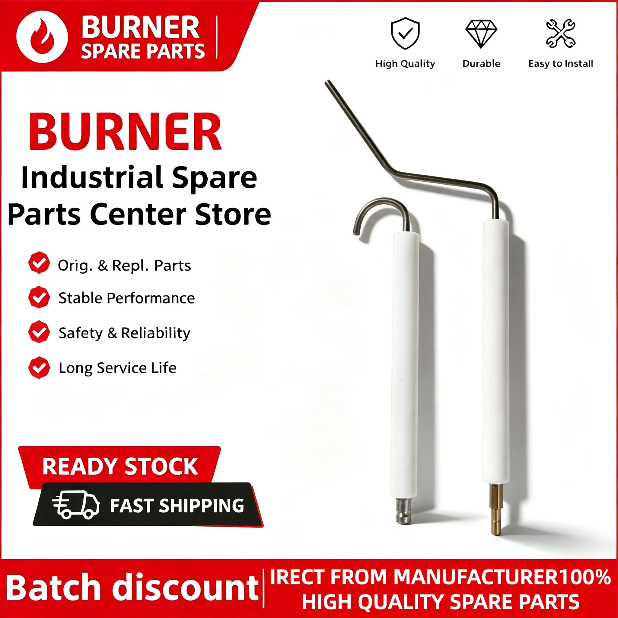 Ignition Rod Ionization Probe Flame Ion Electrode BG300 BG400 BG450 BG550 Compatible OEM Gas Diesel Burner Boiler Combustion Rep