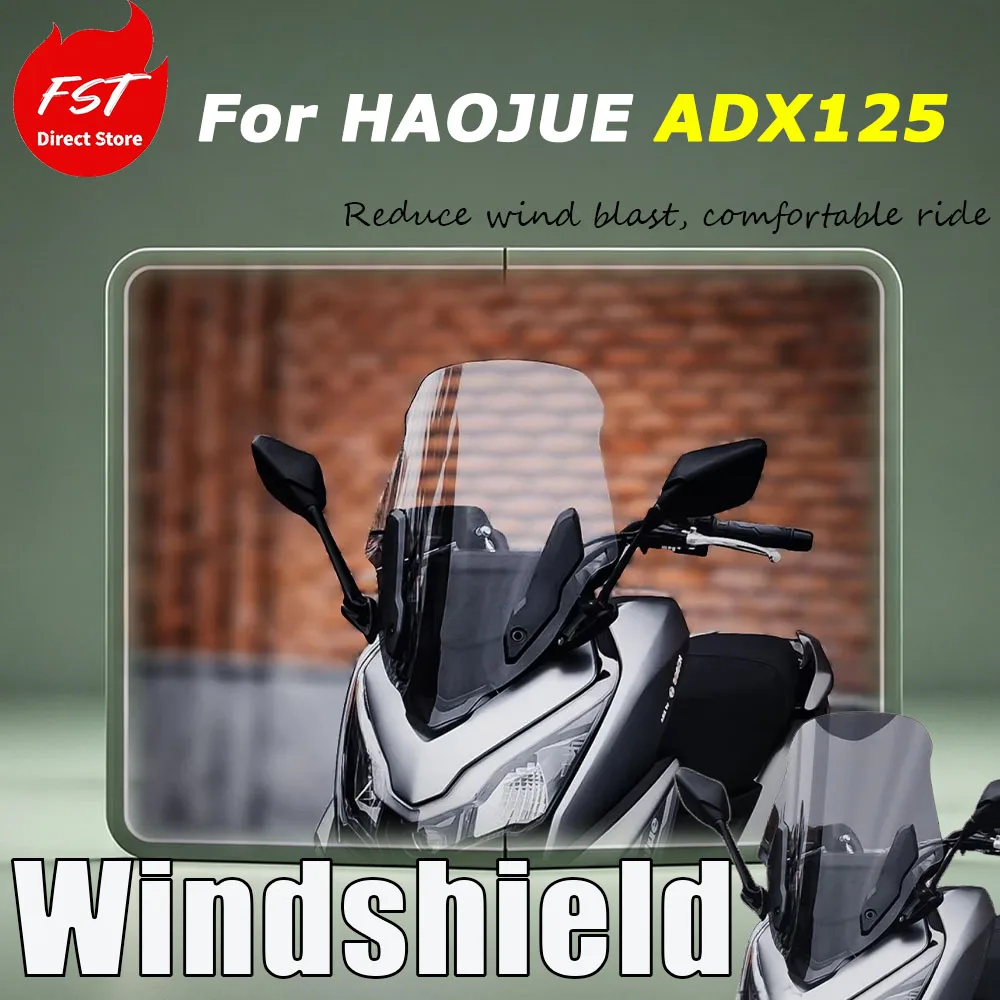 For HAOJUE ADX125 Replacement parts: Rearview mirror of windshield is moved forward; Windshield panel is moved forward.