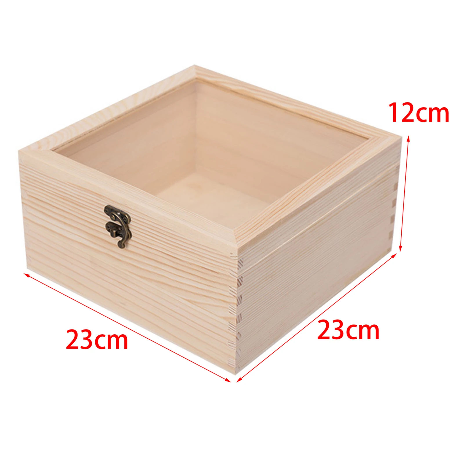 Wooden Box Jewelry Display Case with Glass Cover Storage Box Photo Holder DIY and Home Decorations Keepsake Trinket Box