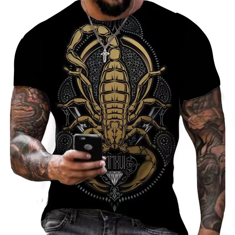 Harajuku Scorpion Print Men T Shirt Summer Fashion Tops Oversized T-Shirt Casual Streetwear O-Neck Shirt Male Designer Clothing