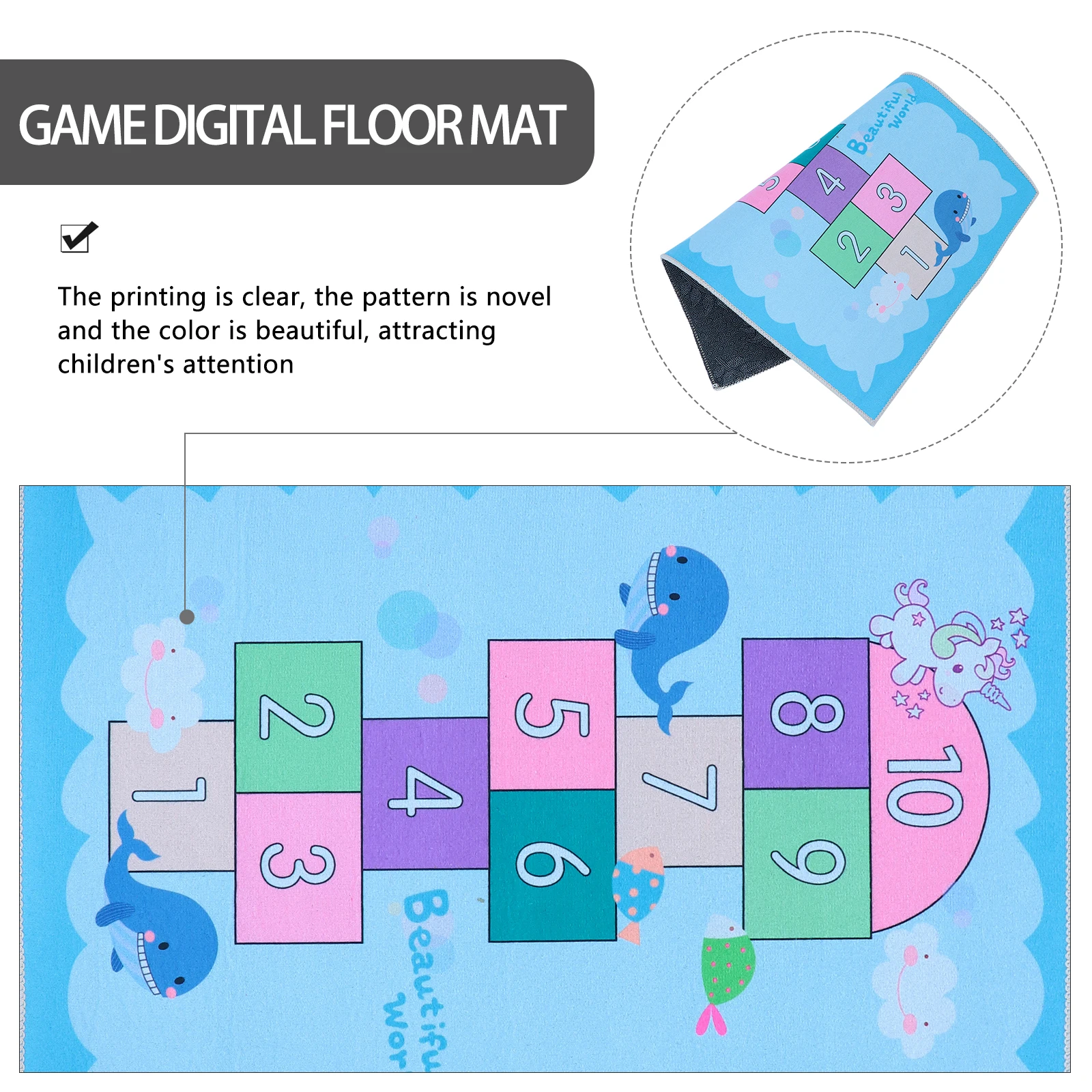 

Children Playroom Floor Mat Non Slip Kids Carpet Decorative Rug Crystal Number Decorative Floor Pad Pad Gaming Bedroom