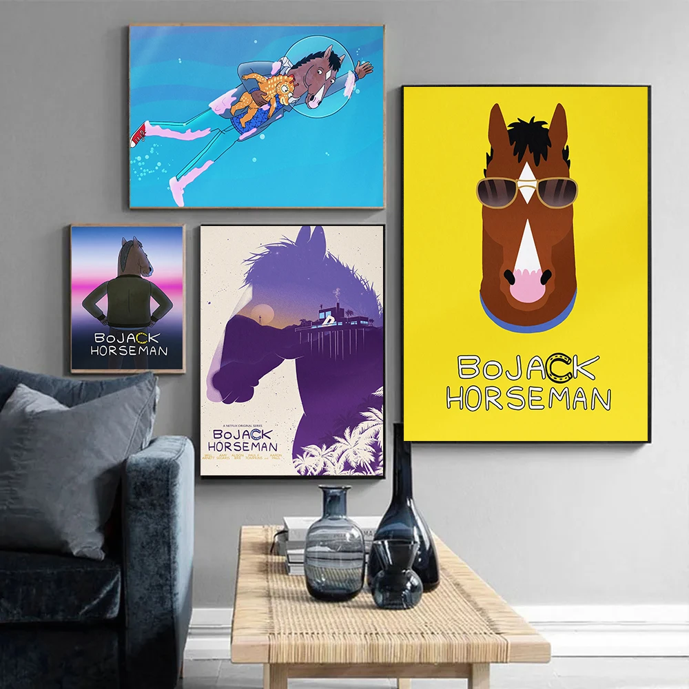 B-BoJack Horseman Anime TV Series Posters Love Whiskey Modern Prints Canvas Painting Wall Art Pictures Home Living Room Decor