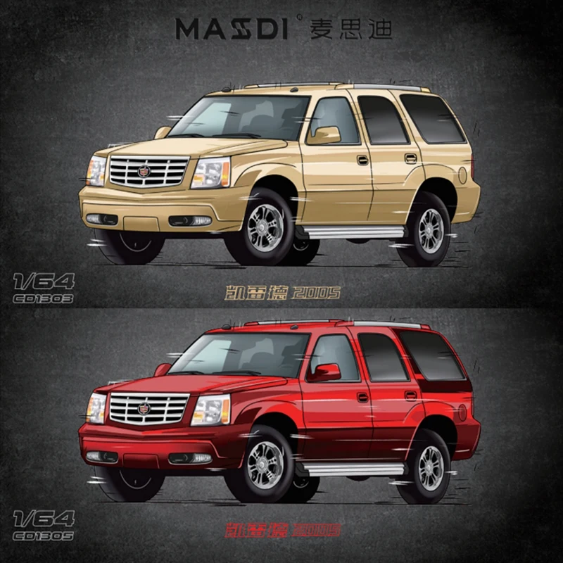 

MASSDI сплав, масштаб 1:64, 2005, Escalade SUV CD1303 CD1305, модель автомобиля, статическое украшение, коллекционные предметы, подарочные игрушки