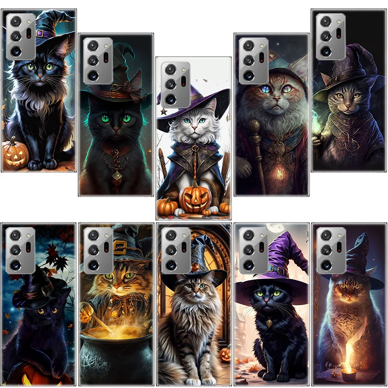 Halloween Magic Cat Phone Case For Samsung Galaxy S25 Edge S24 S23 FE S22 S26 Ultra S21 S20 S10 Plus Capa Soft