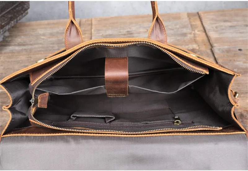 Sac à Main Vintage en Cuir group pour Homme, Simple, en Cuir de Vache, pour Ordinateur Portable, Étanche, 03