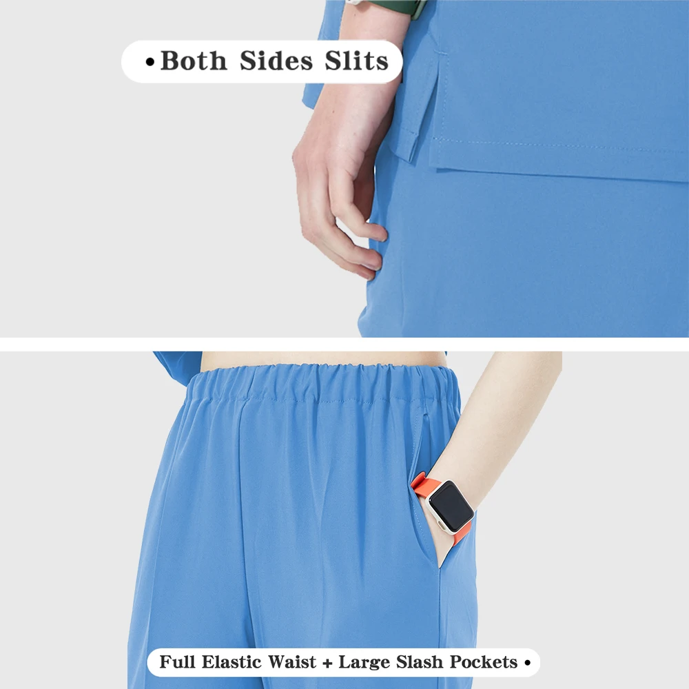 مجموعة فرك التمريض الزي الطبي المطاطي مكونة من 4 طرق ™   النساء الرجال مستشفى طبيب مشرط السريرية فرك سترة مجموعة طبيب الأسنان الطبيب البيطري البدلة