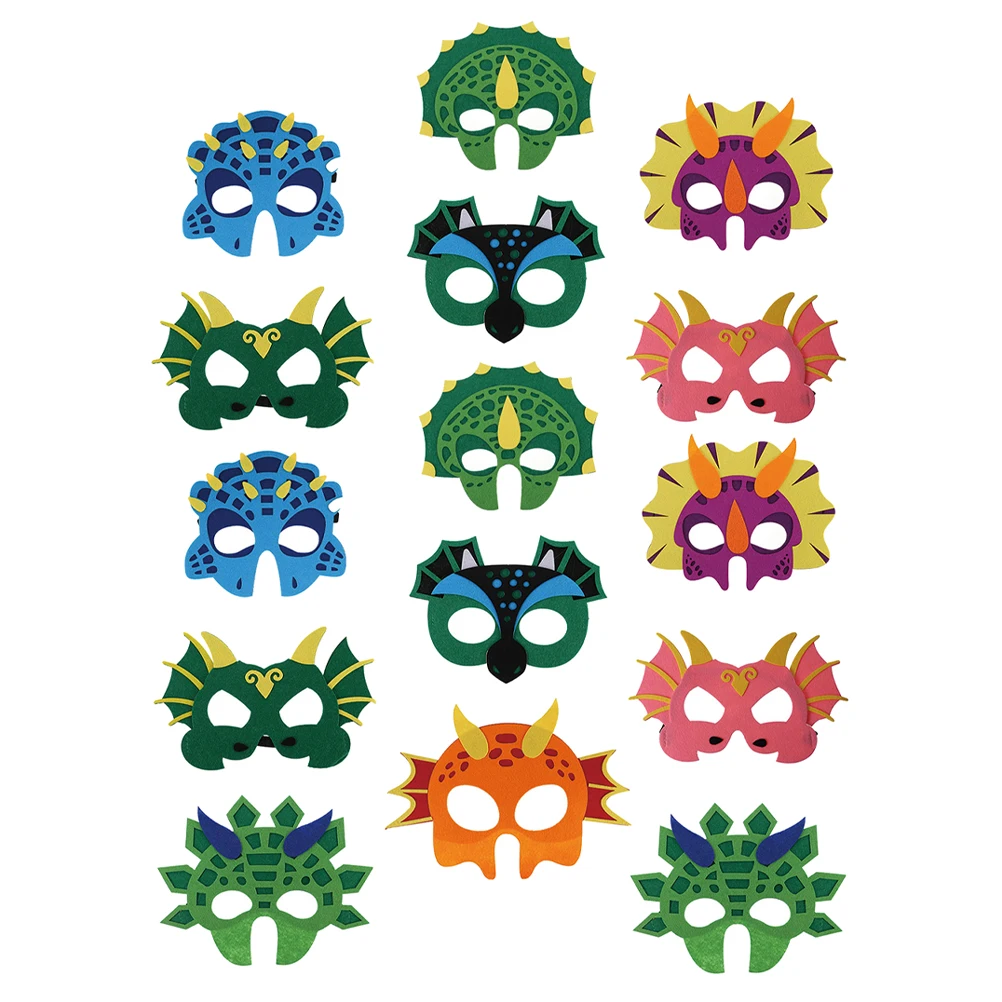 15 pçs máscaras de dinossauro brinquedos de feltro seguro halloween carnaval festa suprimentos decorações de aniversário crianças adultos dinossauros