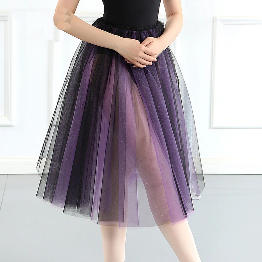 Dance Skirt Ballet Tutu Women Romantic Tutu for Dancing Lyrical Tulle Tutu Ballet Ballerina Dancewear Long Contemporary Skirt