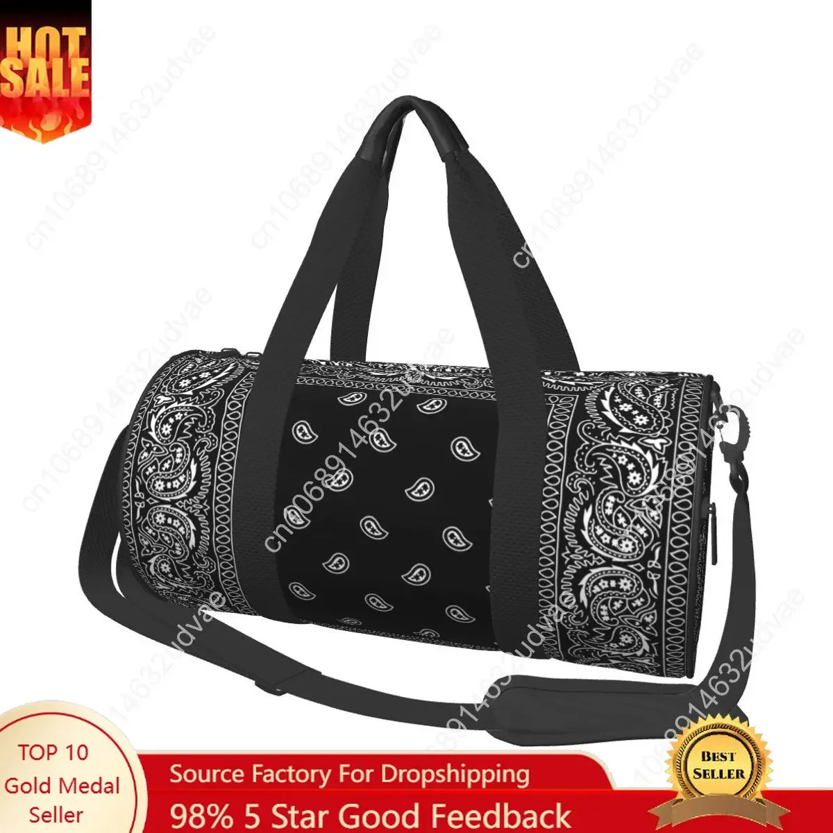 Tas Olahraga Bandanna Tas Olahraga Hip Hop Hitam Tas Olahraga Pasangan Kapasitas Besar Kustom Tas Kebugaran Lucu Tas Tangan Portabel