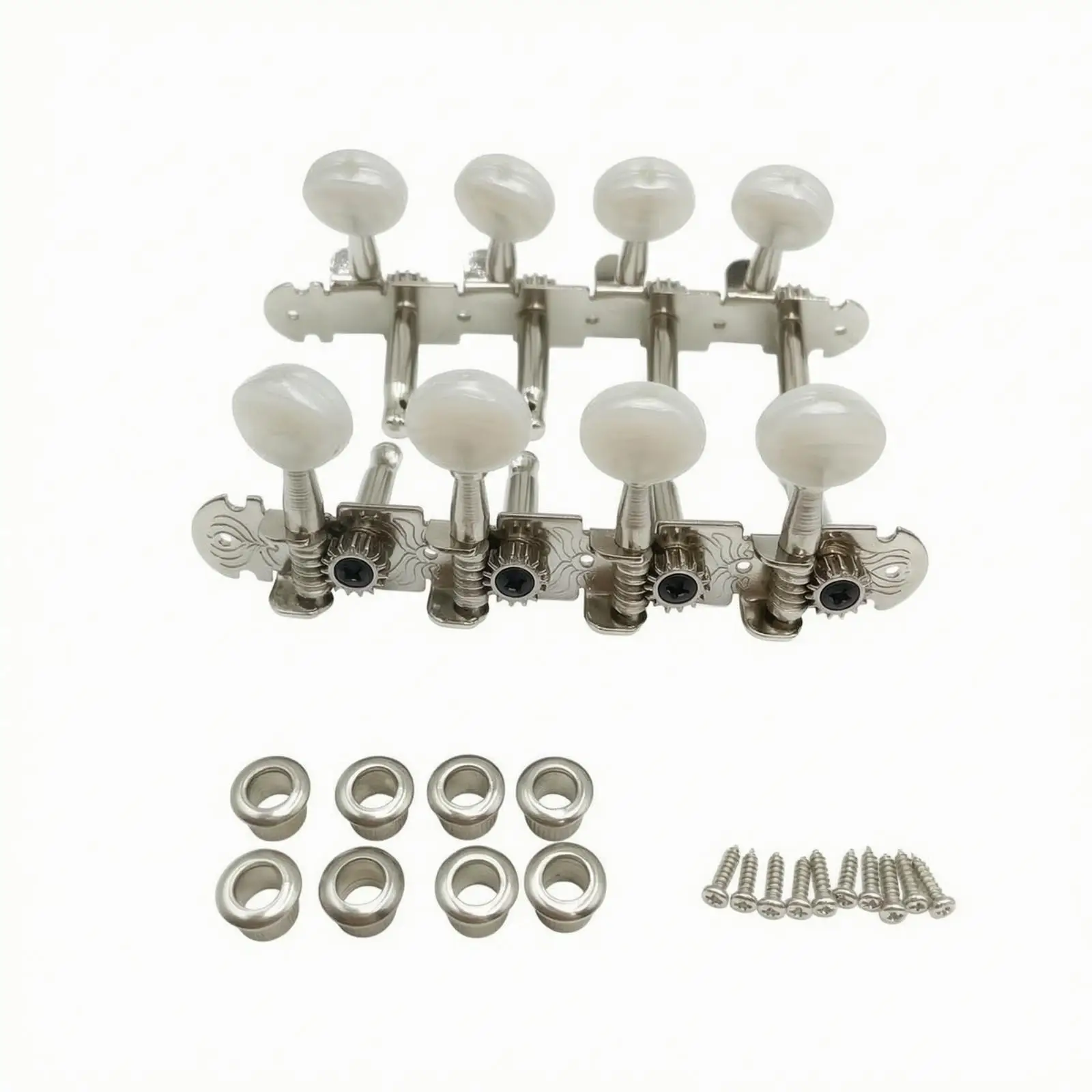 Accurate String Tuner Assembly | Complete Mounting Hardware Included, shiny silver Finish, Guitar Machine Head with Screws, for
