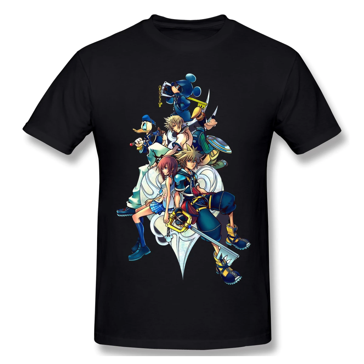 T-Shirt For Men Kingdom Hearts 2 - Characters Cover 100% Cotton Kingdom Hearts T Shirt Anime Funny Harajuku Streetwear