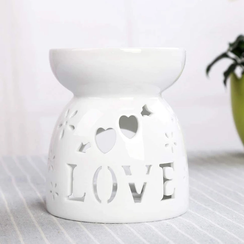 newA10R Ceramic Diffuser Candle Burner Ceramic Burning Essential Oils Diffusers Aromatic Lamp -Flower