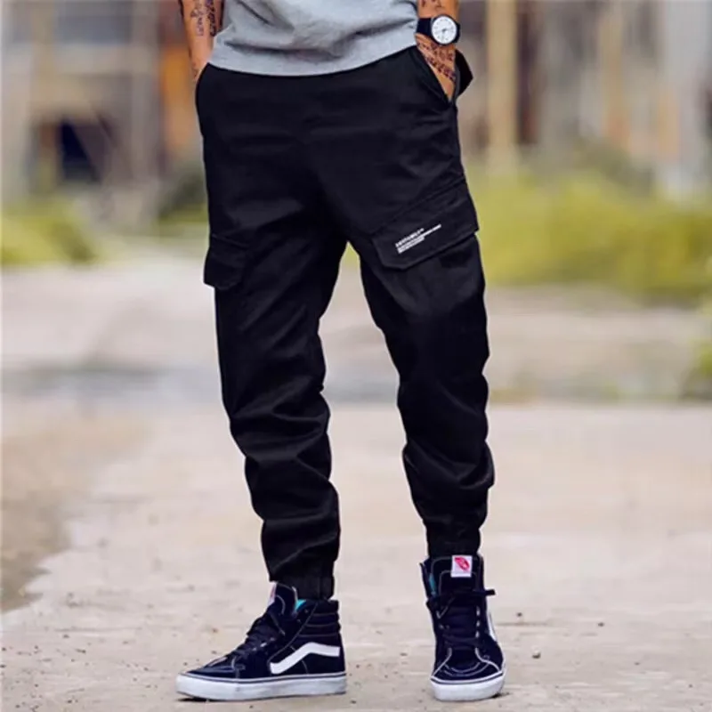 Fashion Streetwear Men Jeans Black Loose Fit Multi Pockets Casual Cargo Pants Hombre Hip Hop Joggers Men Camo Wide Leg Trousers