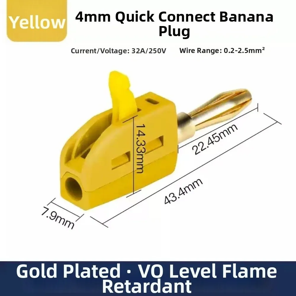 1/10pcs 4mm Diameter Banana Plug Connector 32A Rating No Weld Required High Current Banana Plug Solderless Design