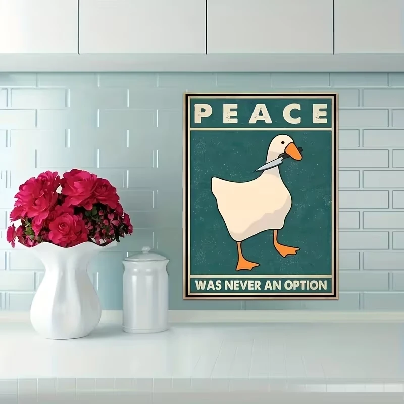 Modern Peace Was Never An Option Quotes With A Duck Wall Art Print Canvas Painting Poster Picture For Living Room Home Decor