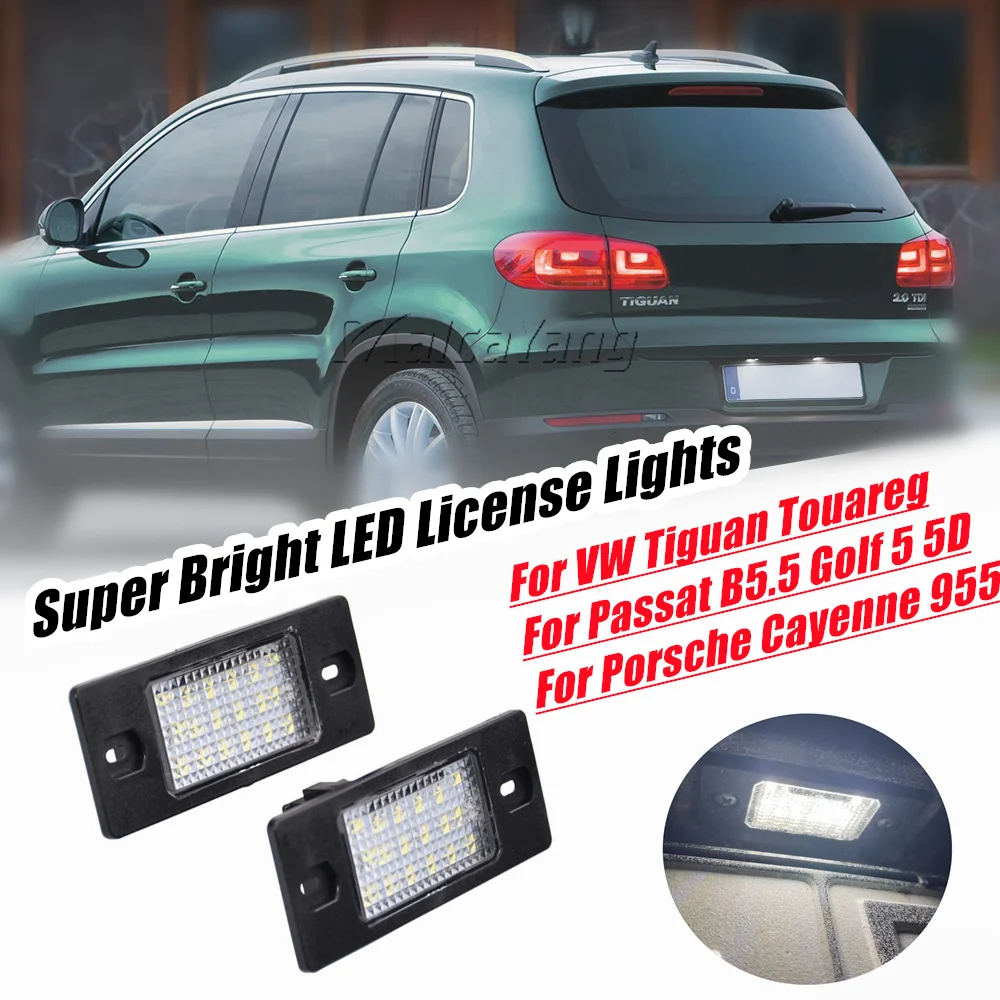 2PCS Rear License Plate Light Lamp For VW Touareg Tiguan Golf 5 Passat B5.5 Porsche Cayenne 955 957 1J5943021D