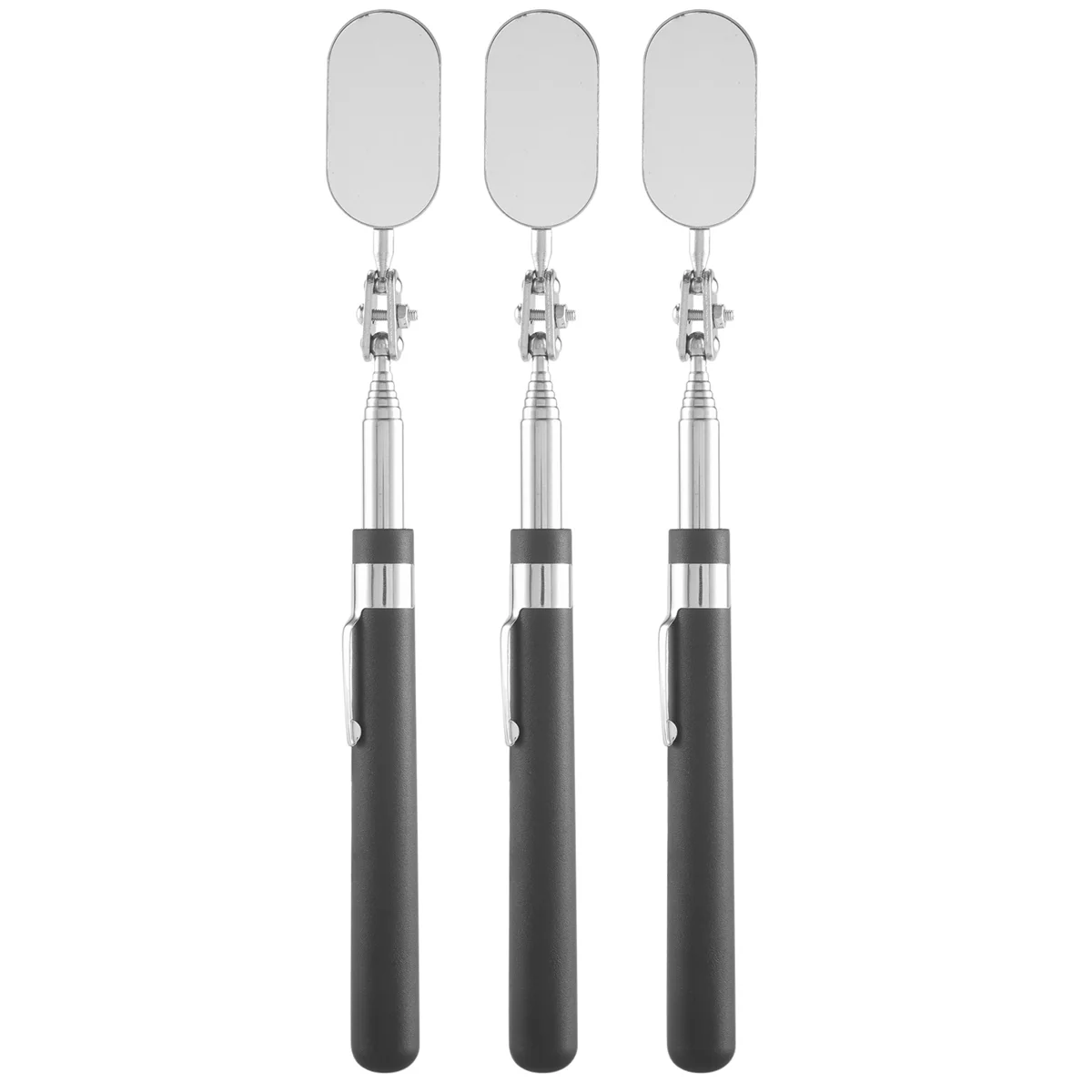 3 Pieces Telescoping Inspection Mirror Observe Mirror Inspection Tool for Check the Condition of the Vehicle(Oval)