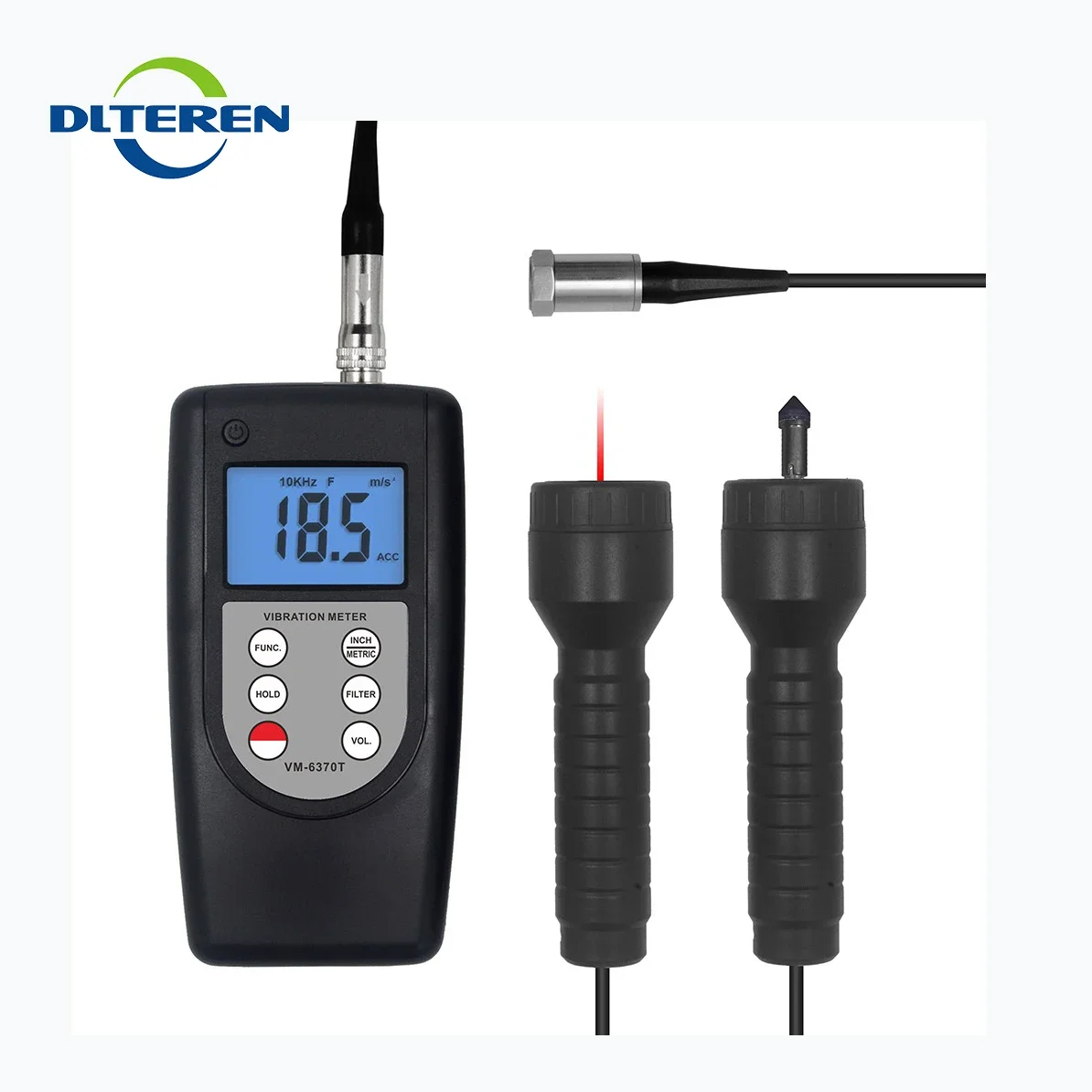 DLTEREN DTI-VM-6370T Vibration Tachometer with Piezoelectric Transducer for Vibration Displacement Velocity Tachometer