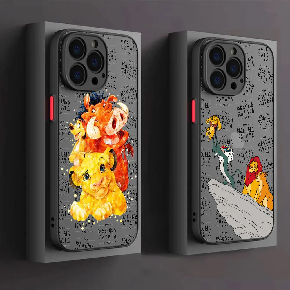 Disney Lion King Cute Matte Case For Apple iPhone 15 13 Pro Max 11 14 Plus 12 Mini XR X XS 7 8 6 6S SE Funda Luxury Phone Cover