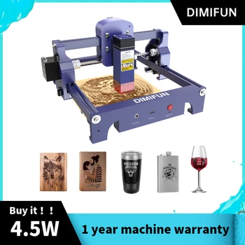 DIMIFUN D9 4.5W آلة القطع والنقش بالليزر الصغيرة المحمولة لعلامات الكلاب والورق والجلود والخشب والبلاستيك