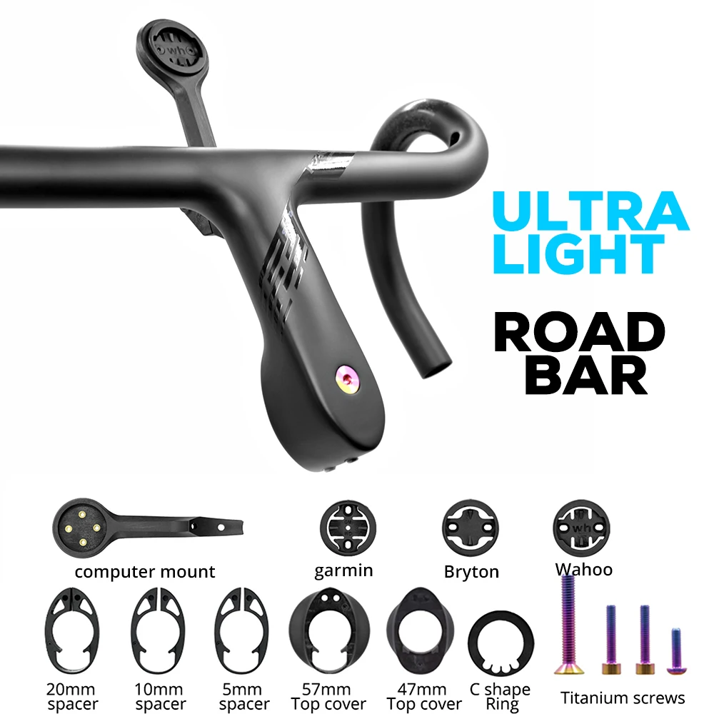 Image of ULTRA Light 237g Rennrad Vollcarbon-Innenkabel Integrierter Fahrradlenker Cockpit für 360 mm-380 mm mit Halterung