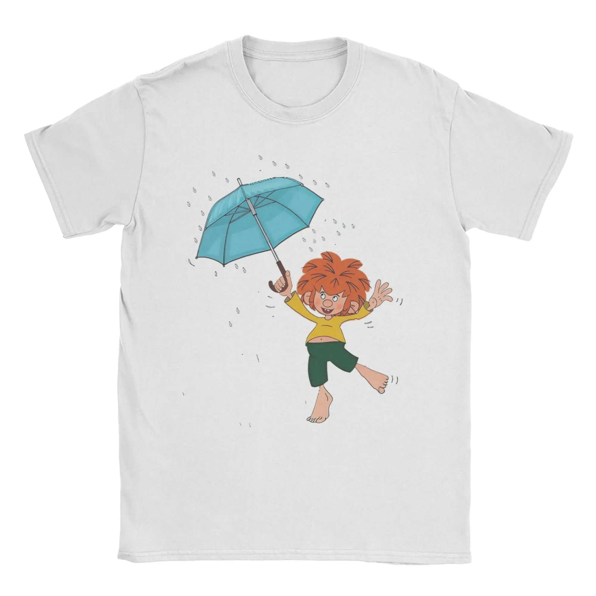 Camisetas para hombre y mujer, camisetas creativas de algodón 100% con diseño de paraguas Meister Eder und sein Pumuckl, camiseta de manga corta con cuello redondo, ropa de verano