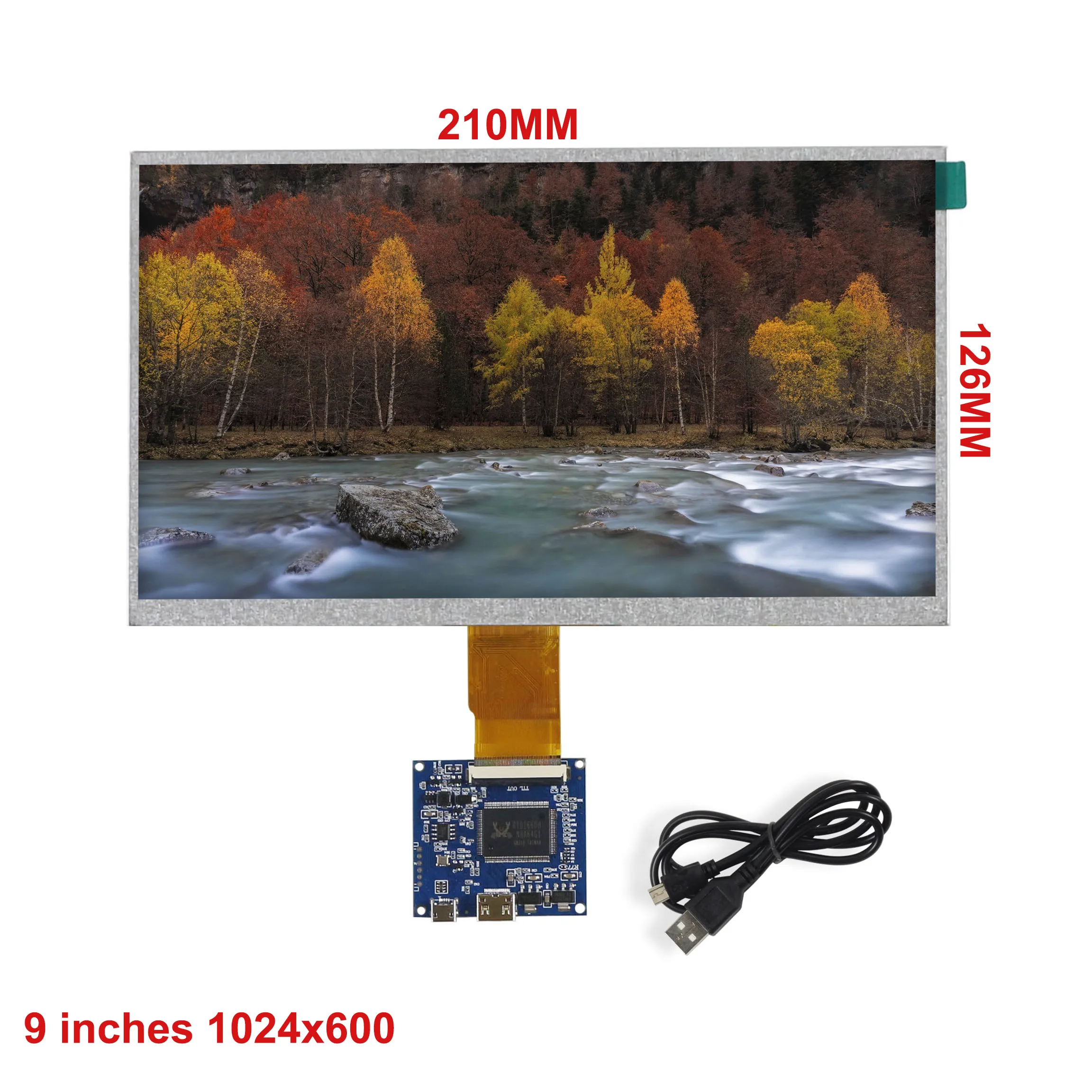 9 Inch 1024*600 Screen Display LCD Monitor Driver Control Board Mini HDMI-Compatible For Lattepanda,Raspberry Pi Banana Pi PC