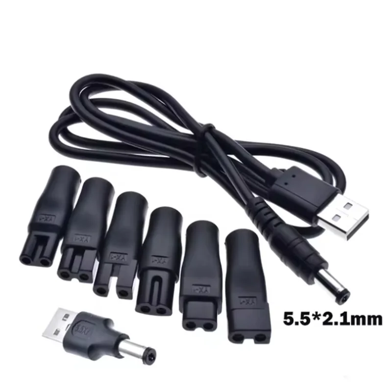 

Universal 8PCS Replacement Charger Set 5V Power Cord Hair Clippers Beard Trimmers Shavers Charging Connector Plug USB Adapter
