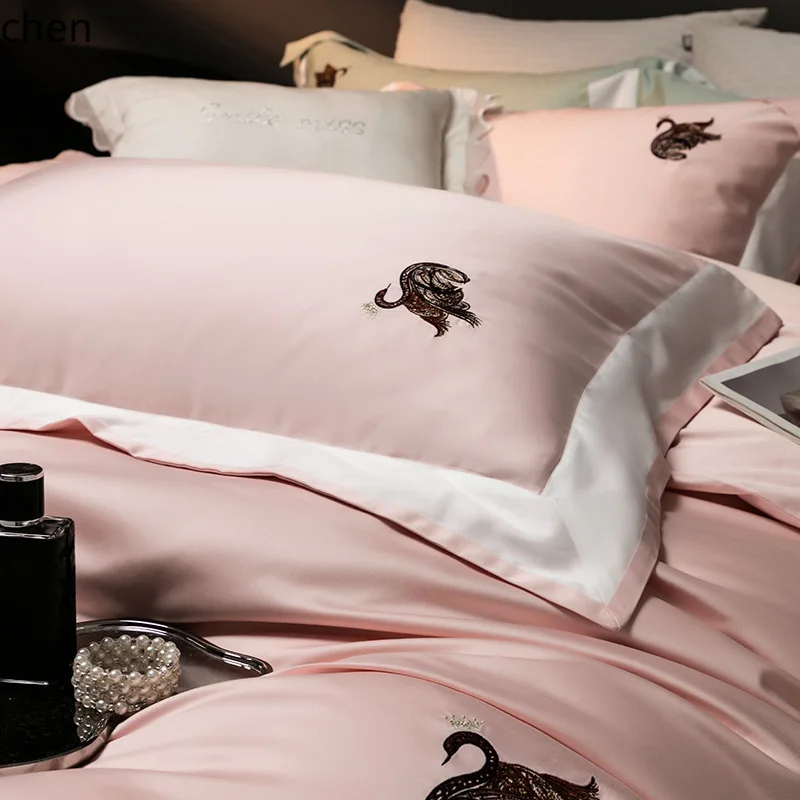 H1A-class long-staple cotton four-piece set, 100% pure cotton, high-quality cotton bed sheet, fitted sheet, duvet cover, bedding 3
