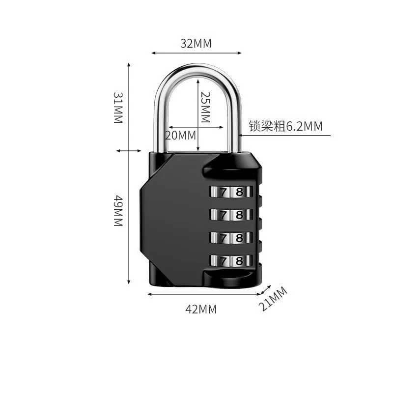 4 Dial Digit Password Lock Combination Suitcase Luggage Metal Code Password Lock Padlock Zinc Alloy Coded Lock Keyed Padlock