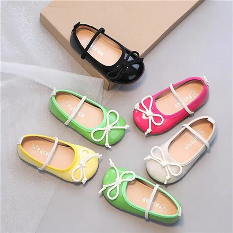 

Baby Girl's Princess Shoes Leisure Candy Color Bowtie Kids Ballet Flats 21-30 Toddler Light Elatsic Band Autumn Children Shoe