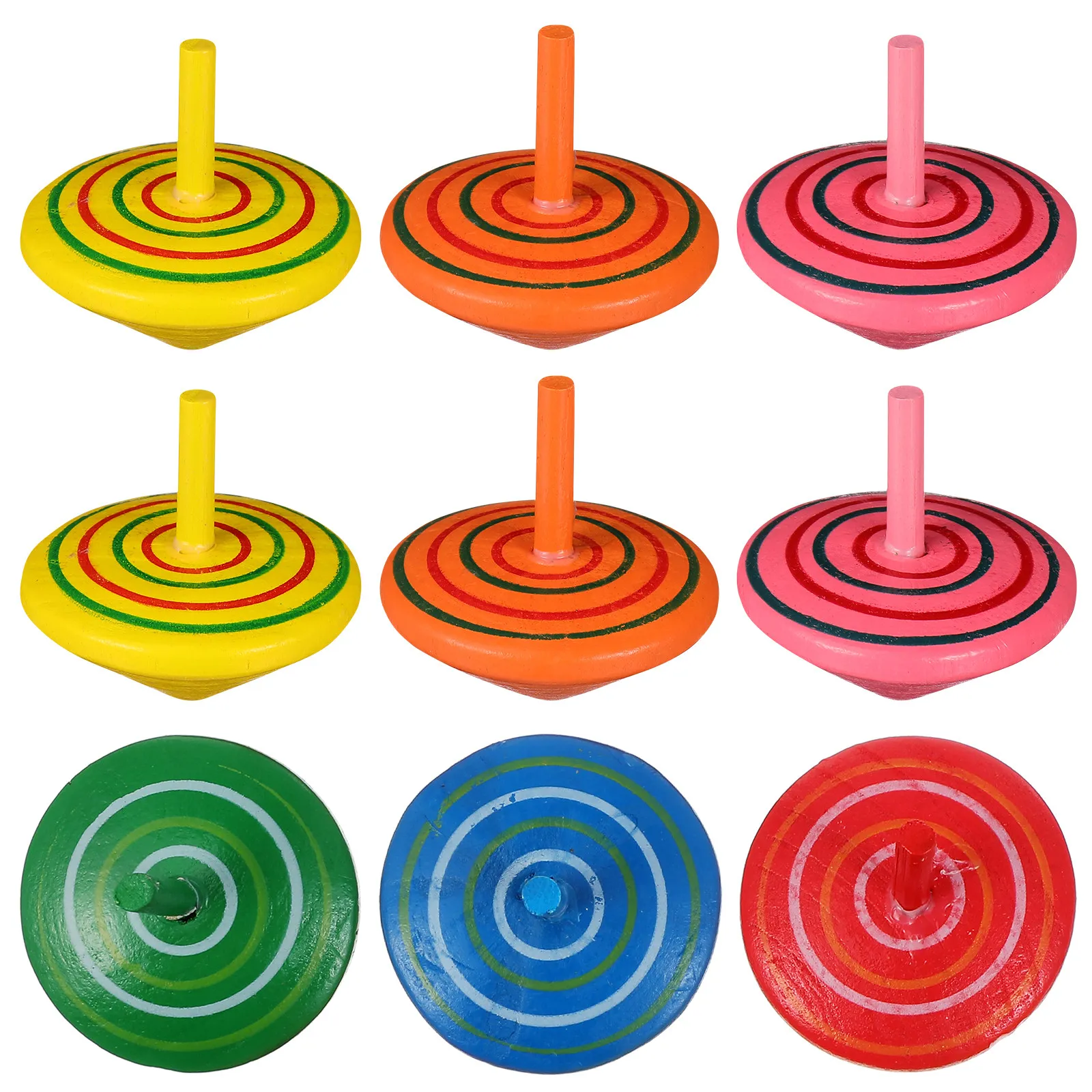 12pcs Wooden Gyro Spinning Tops for Kids – Educational Hand-Eye Coordination & Stress Relief Toy Set
