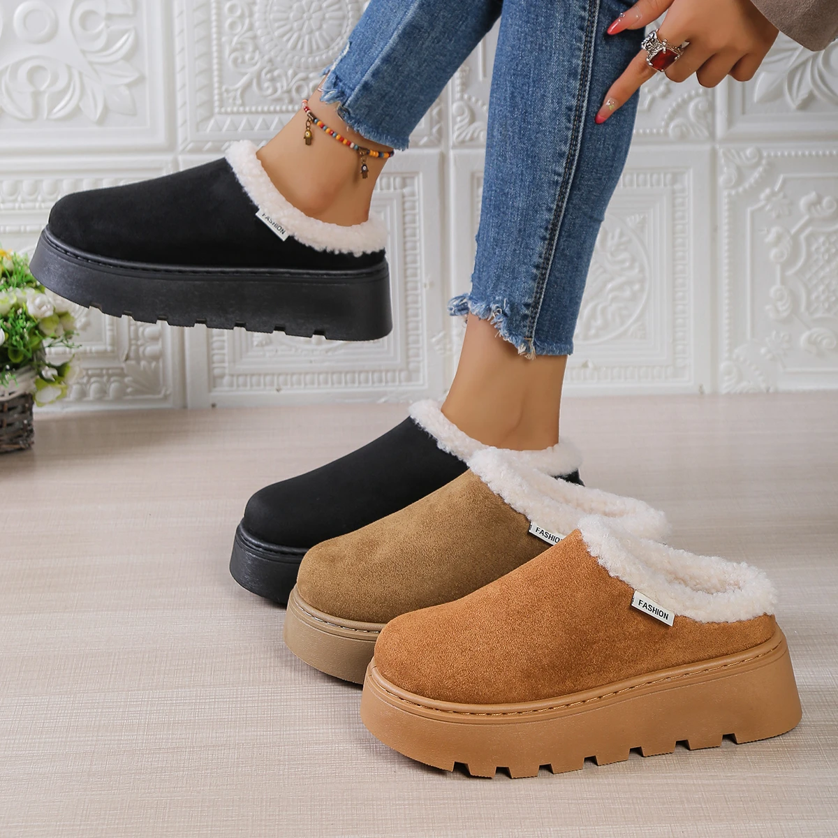 

2025 Women Boots Fashion Comfortable Thick Bottom Snow Boots Women Outdoor Wear Resistant Big Size Shoes Women Zapatos De Mujer