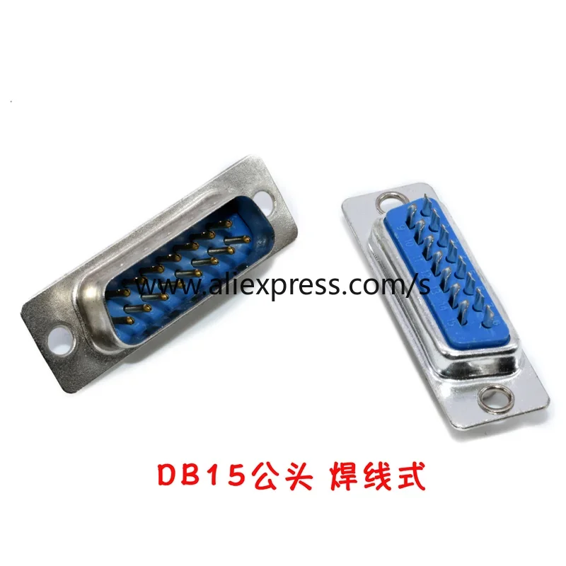 DB9 DB15 DB25 DB37 Hole/Pin Female/Male Blue Welded Type Connector 5PCS RS232 Serial Port Socket DB D-SUB Adapter 9/15/25/37P