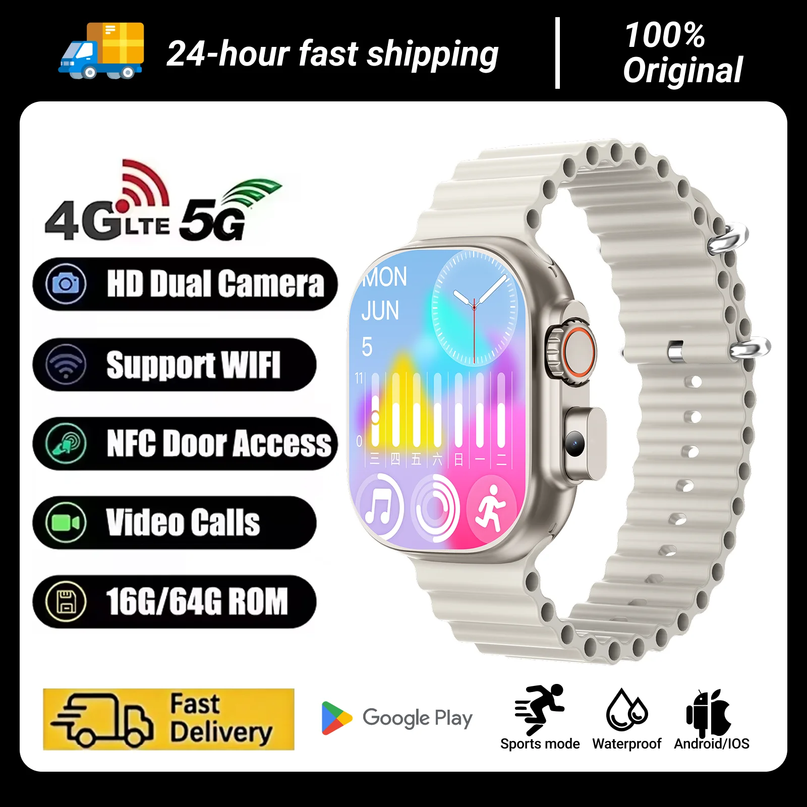 

2025 NEW BW9 Smartwatch 2.01Inch SIM Card Bluetooth Calling Telescopic Camera Full Network Coverage Step Counting Recording