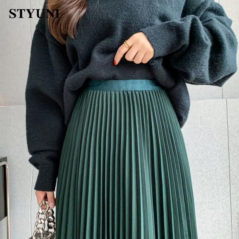 Vintage Asymmetrical Pleated Midi Skirt for Women