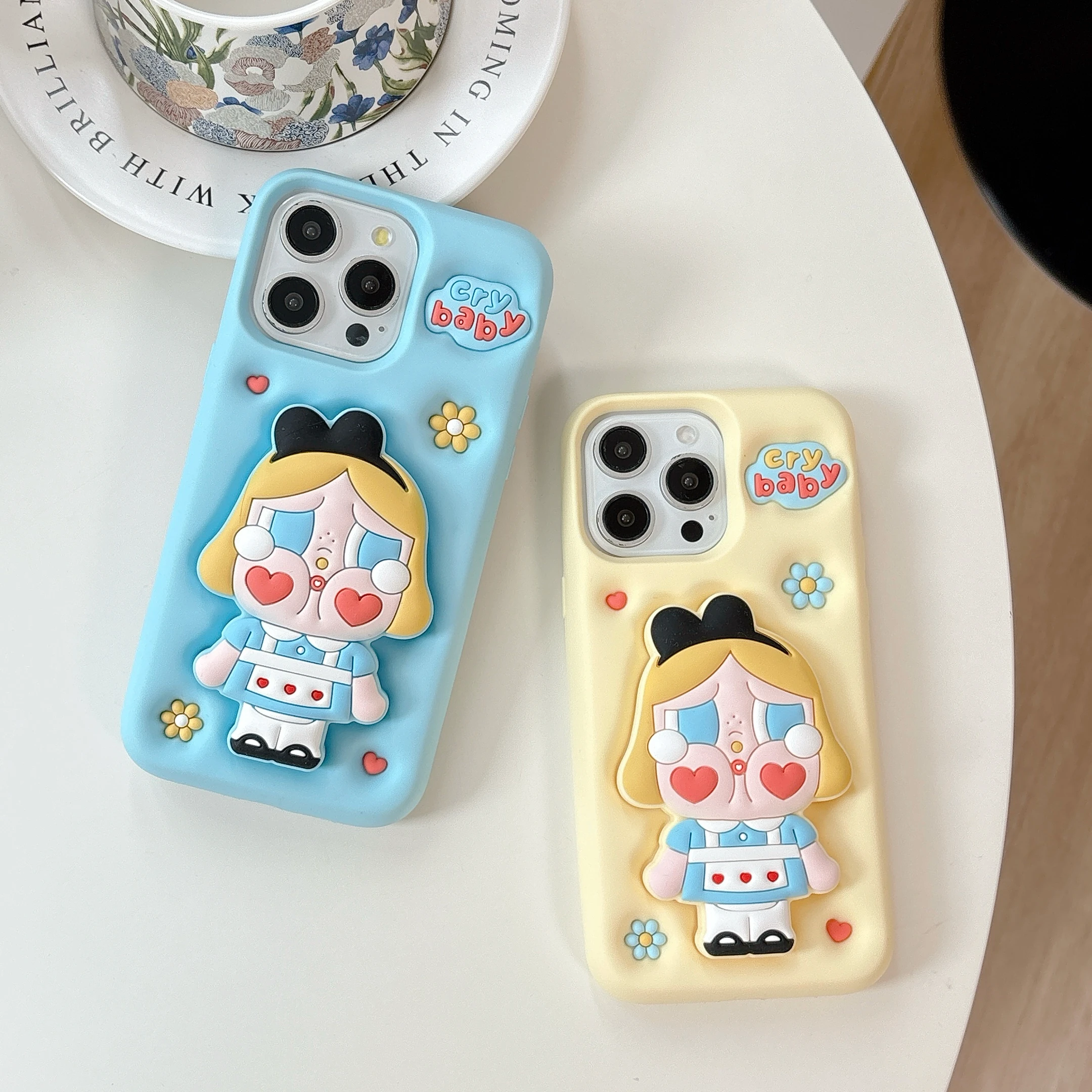 

3D Cute Fashion Soft Silicone Phone Case with Telescopic Bracket, iPhone 12 13, 14, 15 16 17 promax, Stand Back Cover Shell Skin