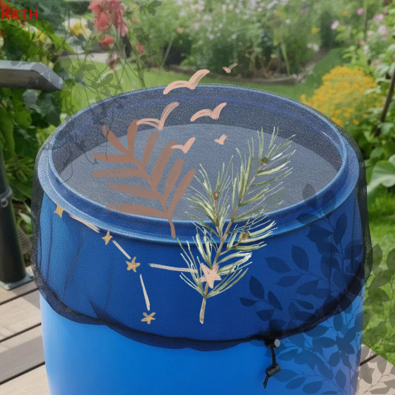 30/60/80/100cm Garden Rainwater Harvesting Cover: Fine Mesh Netting Elastic Band Prevent Leaf Drop