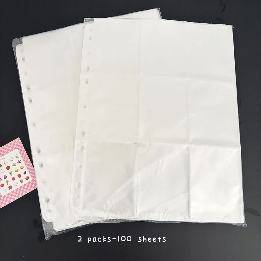 50 Stück/Packung 900 Taschen A4 11 Löcher Binder Nachfüllbeutel, Universal 3 Zoll Sammelbuchtaschen, 9 Gird Double Side Postkarten Karten halten – Detail 1