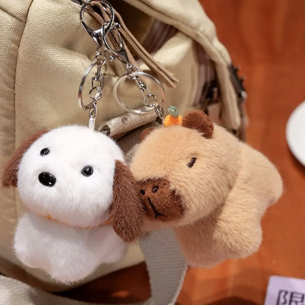 Backpack Decor PP Cotton Capybara Plush Pendant Korean Style Cartoon Kitten Doll keychain Cute 10cm Puppy Plush Toy Ornaments