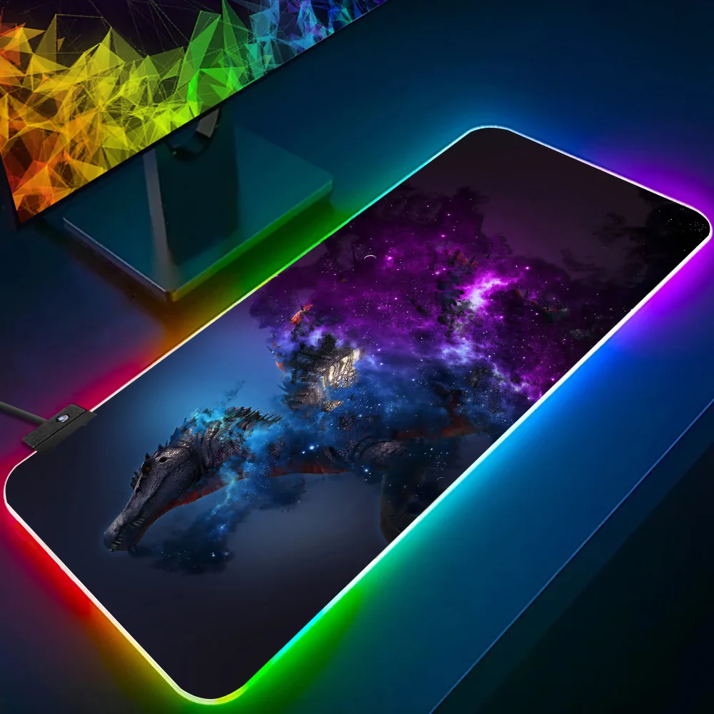 Ark alas Mouse Pad Keyboard Gamer Pc RGB, alas Mouse Pad bercahaya LED, matras karet komputer game