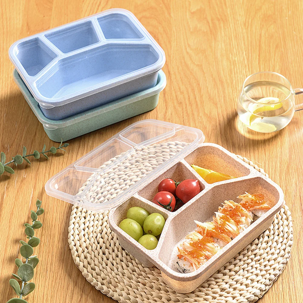 

4 Pcs Lunch Box Reusable PP Leak Proof Airtight Food Containers Portable Storage Compartment Containers for Snacks