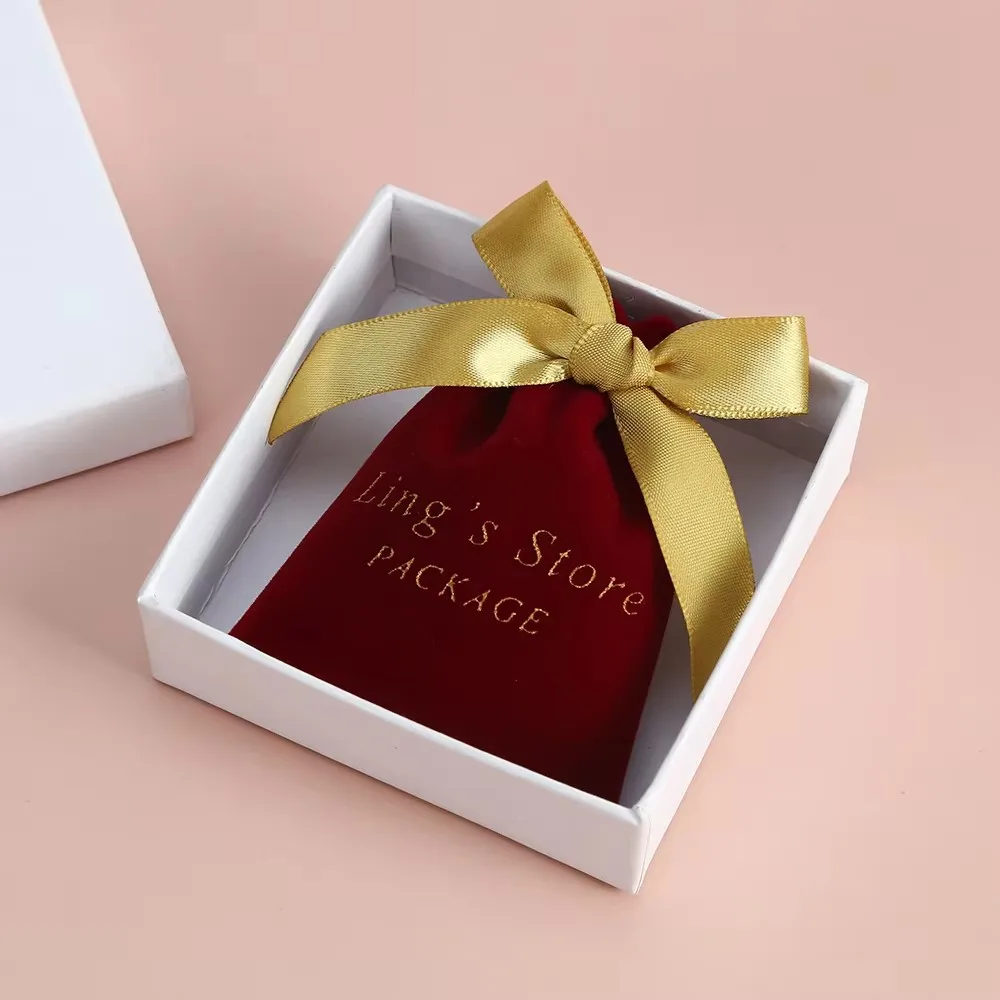 

100 шт., толстая бархатная упаковка для ювелирных изделий с логотипом красного вина, очаровательная сумка для свадебных сувениров, косметический саше, органайзер для ювелирных изделий