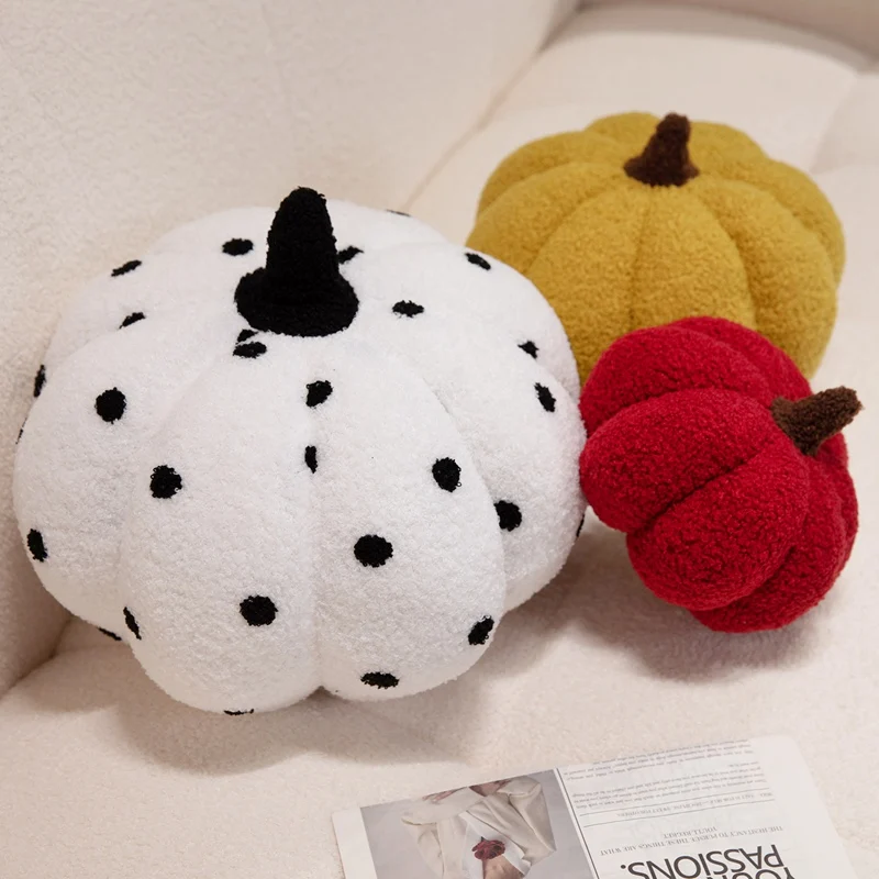 Almohada de felpa de calabaza de Halloween de 23/30/40cm, cojín de planta rellena de algodón PP suave, peluche redondo, fiesta, sofá, silla, decoración, regalo