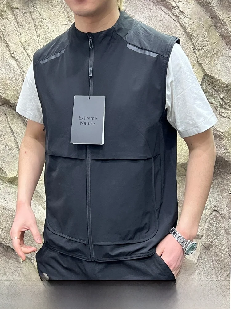 

Легкий дышащий мужской жилет для активного отдыха весна-лето с воротником-стойкой, водостойкий, модный, приталенный крой