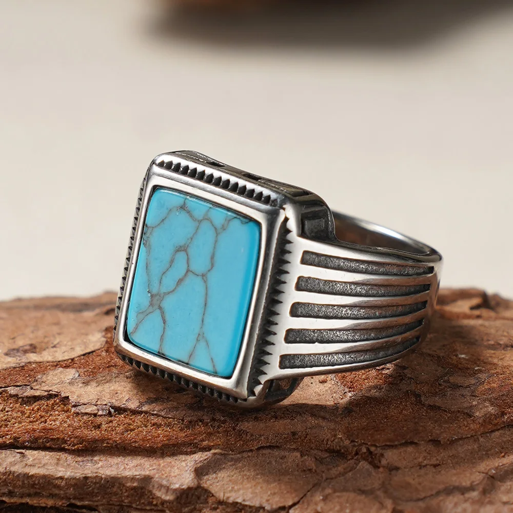 Natural tiger's eye stone fashion rings are made of 316L stainless steel, and there are also styles inlaid with turquoise.