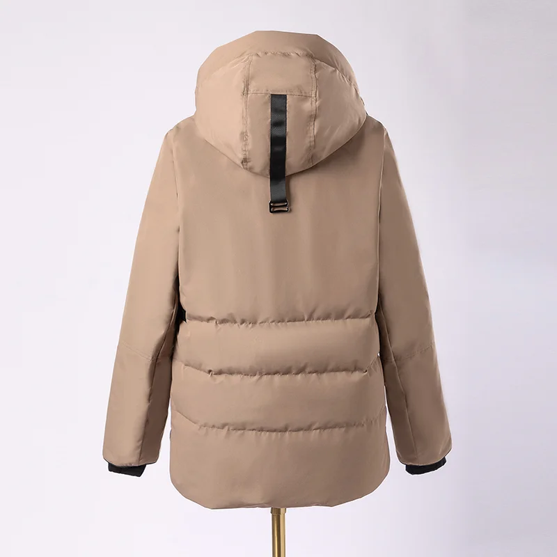 K1973W Mid-length detachable hat 90% white duck down puffer jacket luxury women\'s clothing High quality Winter clothes for women