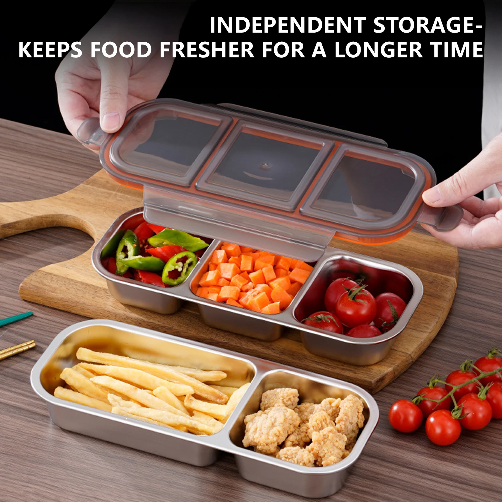 

600/700ml Bento Box Stainless Steel Divided Fresh-keeping Box With Lid Portable Outdoor Picnic Camping School Office Lunch Box