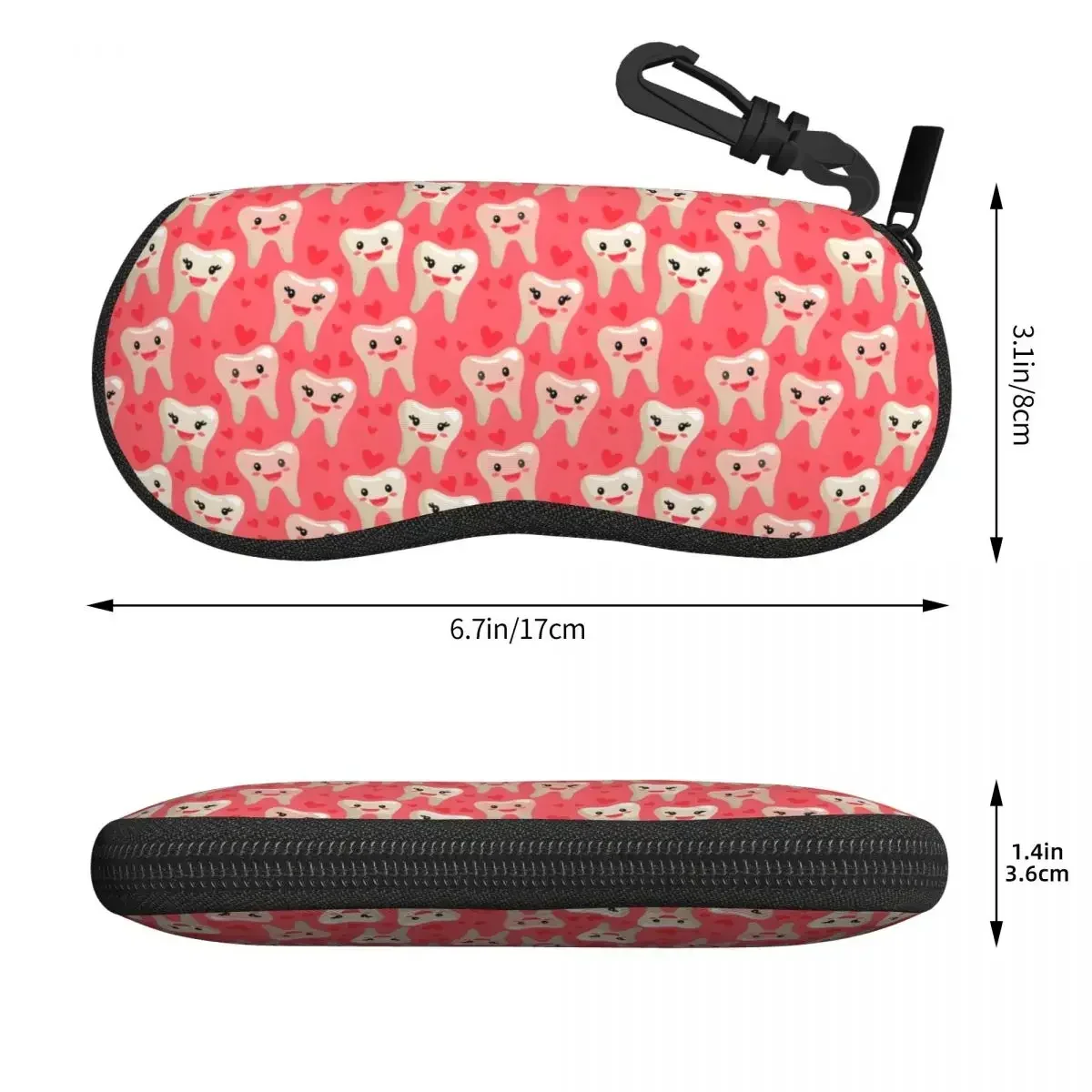 Custom Healthy Teeth With Hearts Shell Glasses Case Unisex Travel Care Dental Health Eyeglasses Case Sunglasses Protector Box