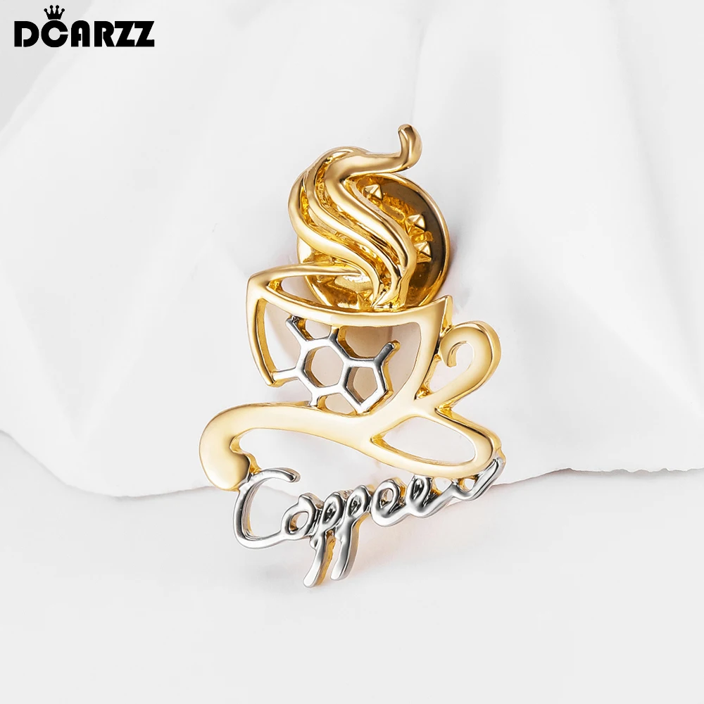 

DCARZZ New Coffee Brooch Pin Exquisite Hollow Caffeine Molecule Badge Backpack Lapel Pin Collectible Jewelry for Coffee Lovers